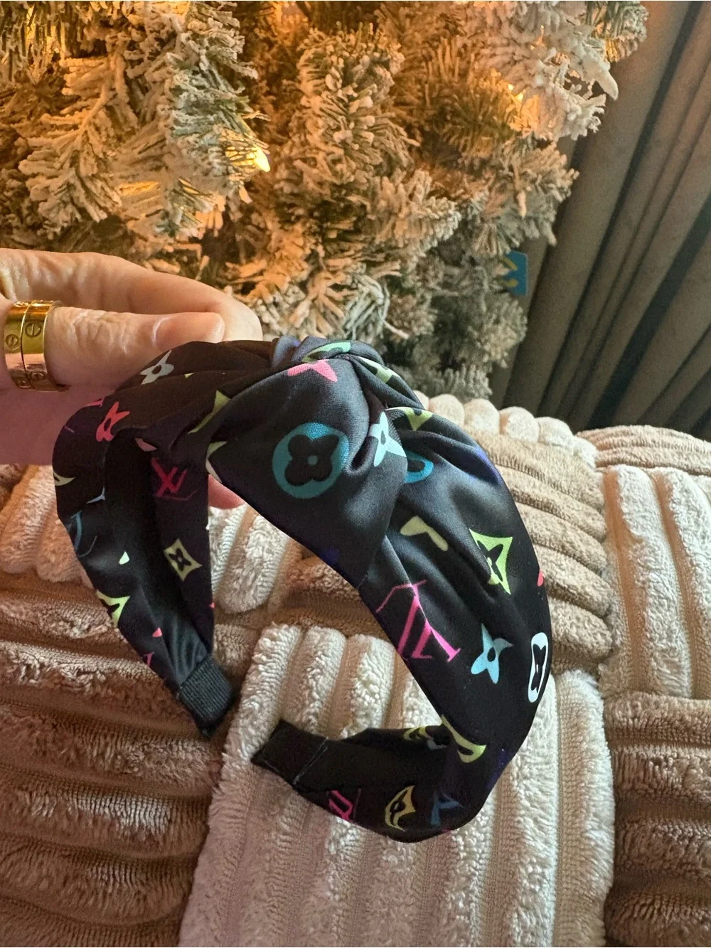 Fashion Black Multicolor Logo Knot Headband